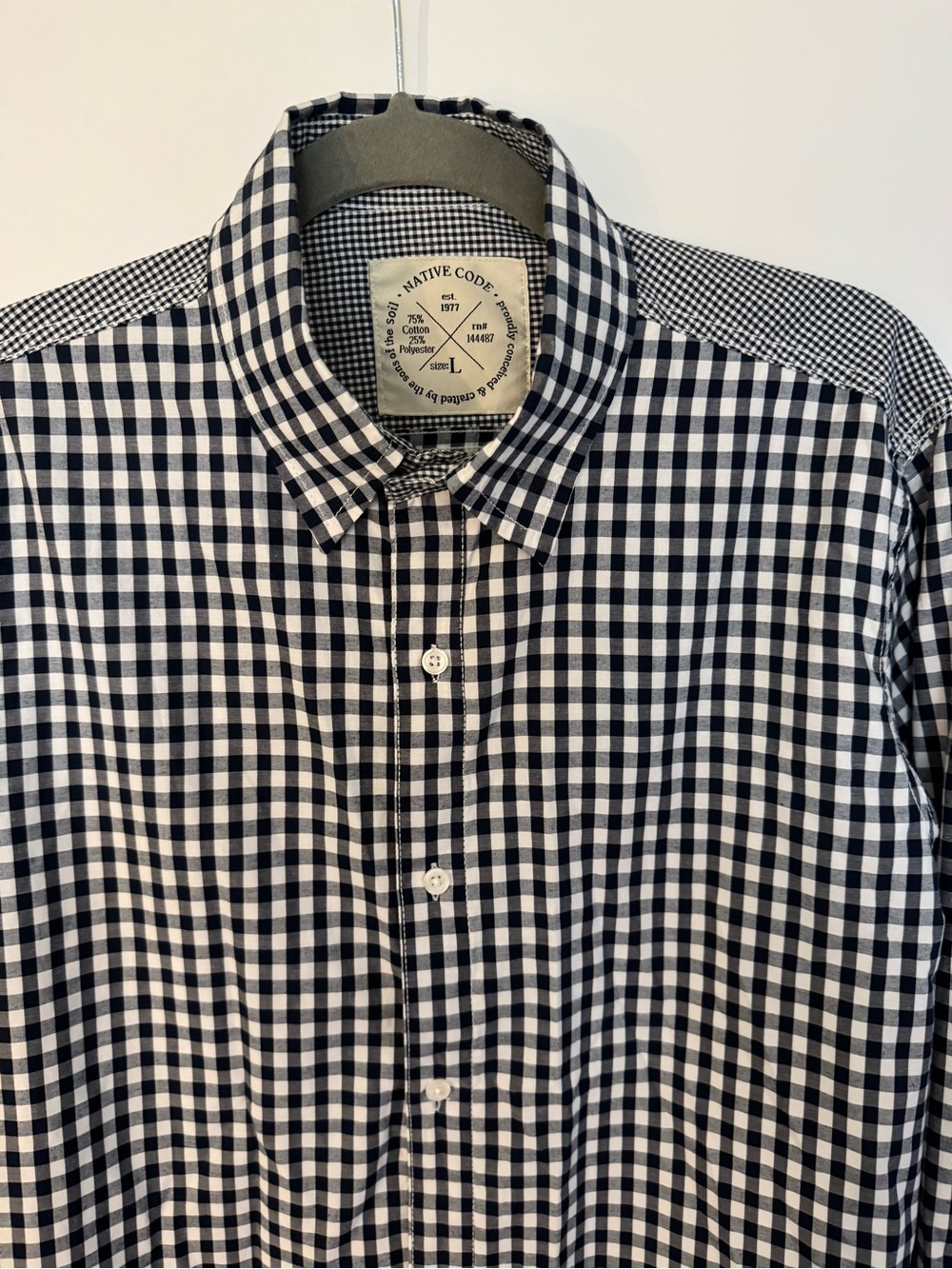 Native Navy & White Check Gingham Button-Down Shirt